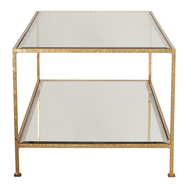GOLD LEAF RECTANGULAR COFFEE TABLE W BEVELED GLASS