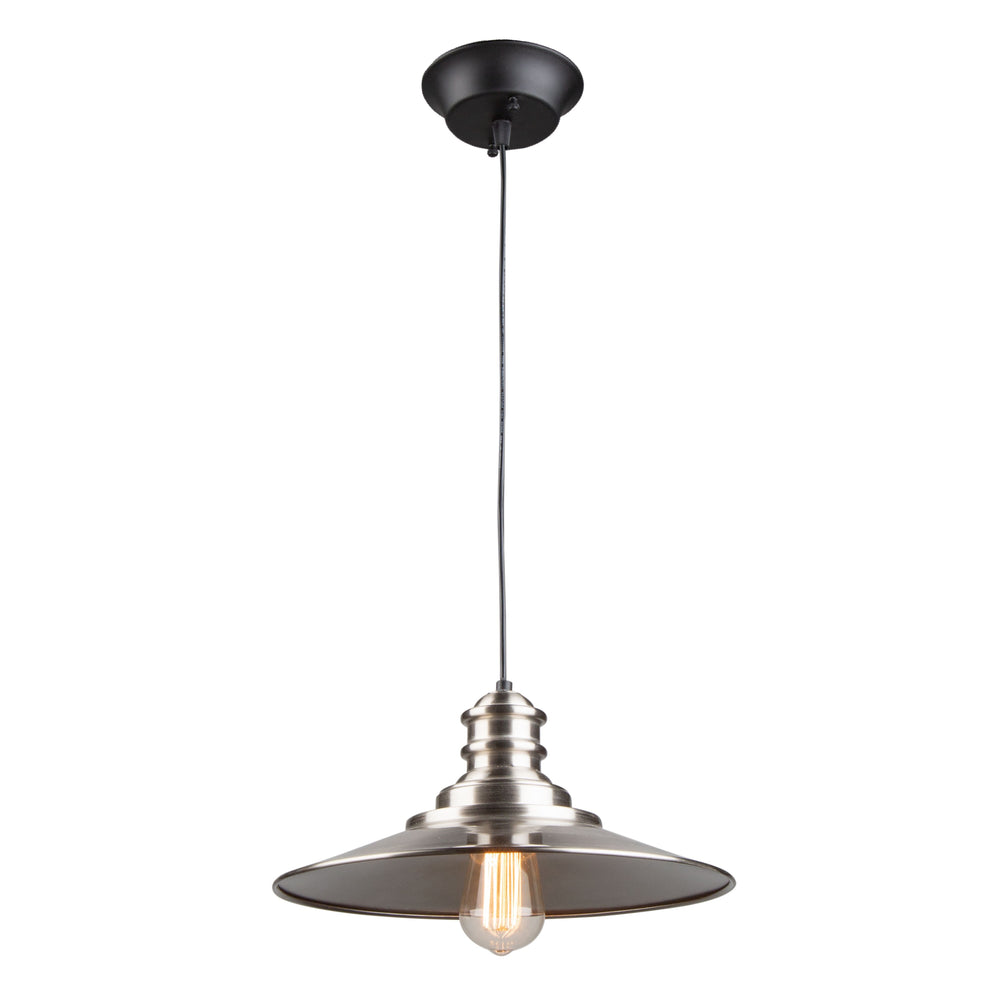 Broxton 1 Light Metal Shade Pendant in Brushed Nickel