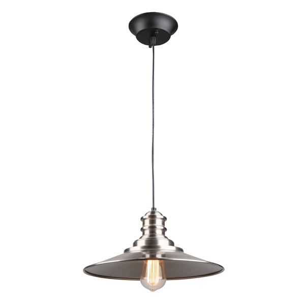Broxton 1 Light Metal Shade Pendant in Brushed Nickel