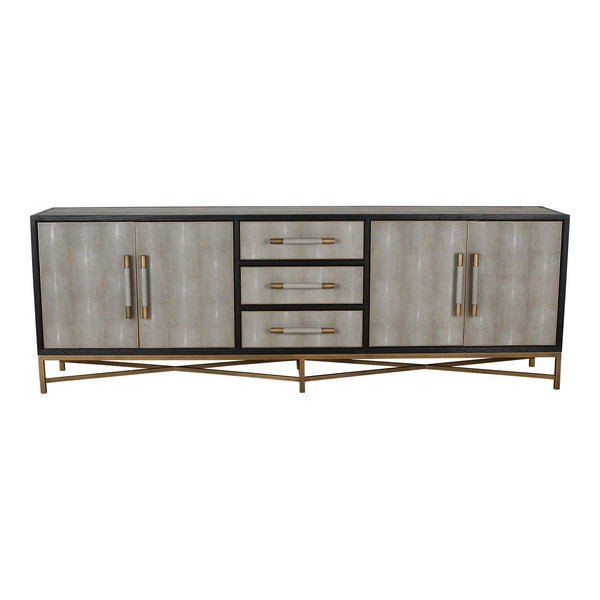 Moe's Mako Large Sideboard in Grey Oak with Gold Accents