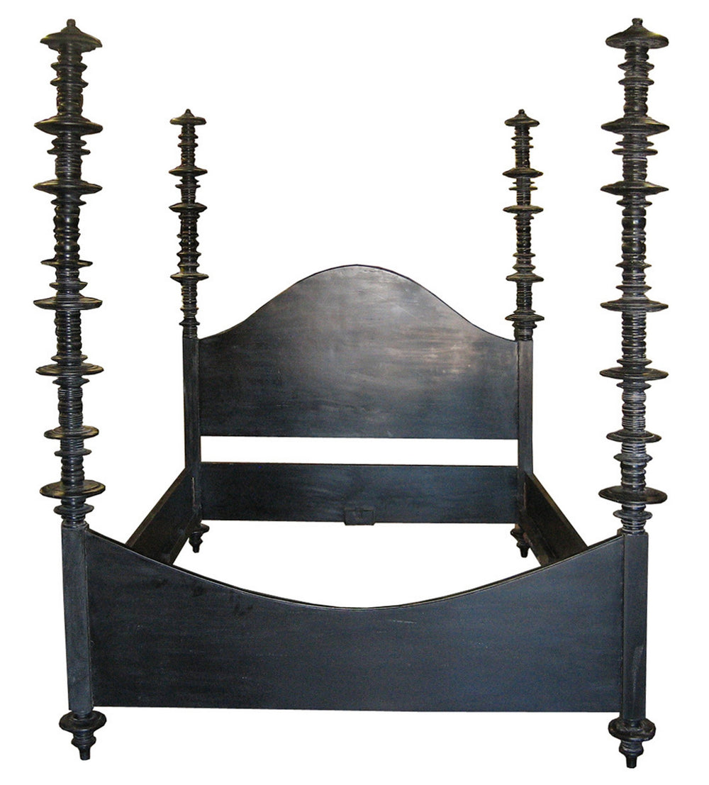 Eastern King Ferret Bed in Hand-Rubbed Black Mahogany