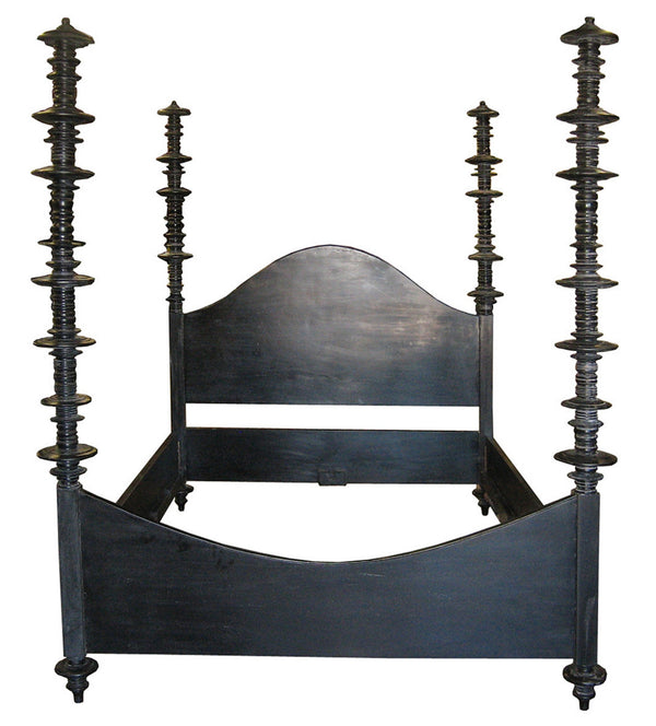 Eastern King Ferret Bed in Hand-Rubbed Black Mahogany