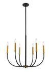 Haylie 6 Light Chandelier in Matte Black + Olde Brass Finish