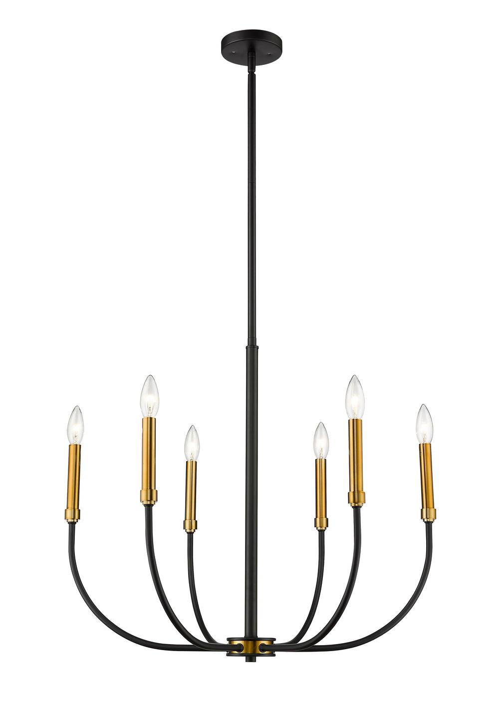 Haylie 6 Light Chandelier in Matte Black + Olde Brass Finish