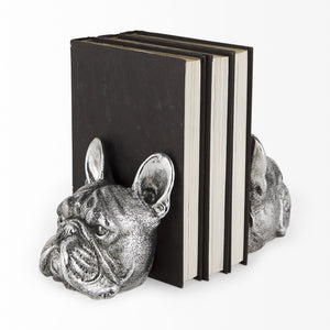Bruno (Set of 2) 5L x 5W Silver American Bulldog Bookends