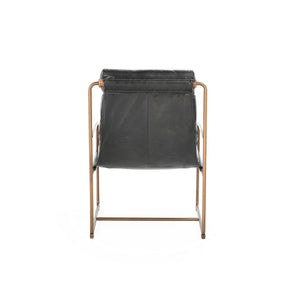 Argo Leather Accent Chair - Jet Black with Metal Frame