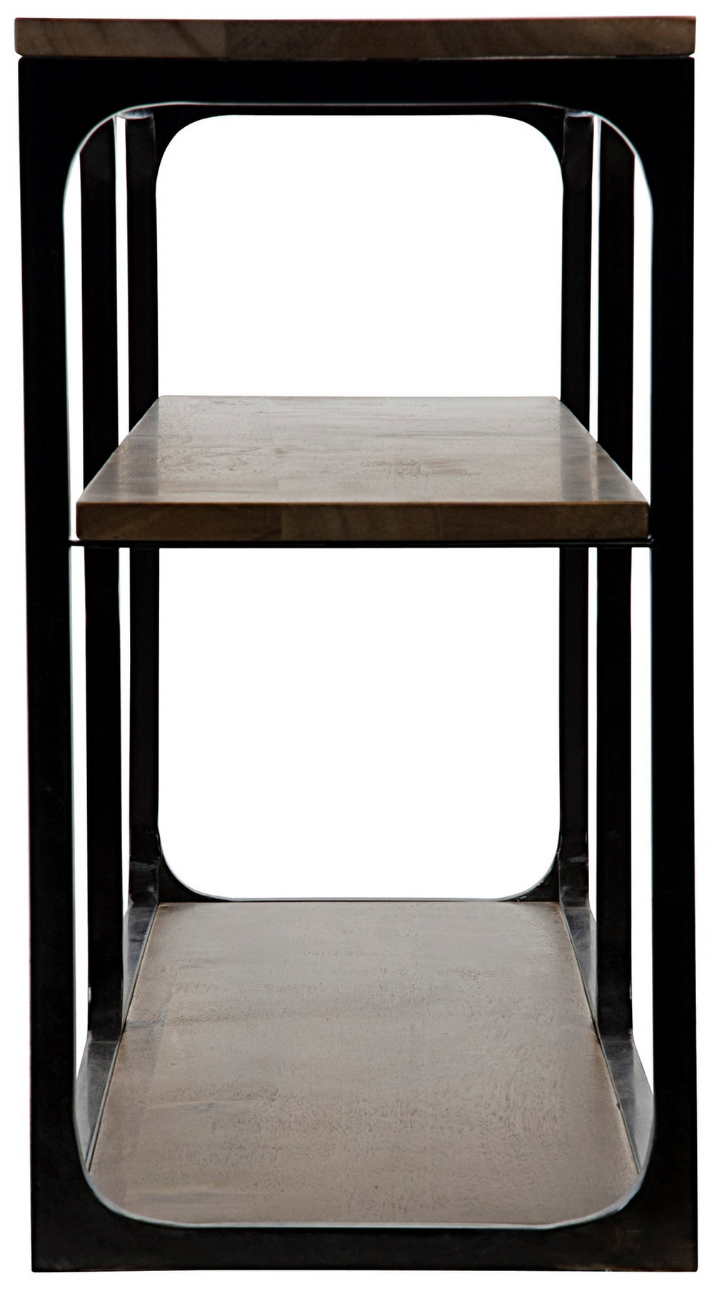 Novie Console, Large, Black Steel with Dark Walnut