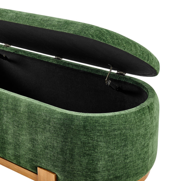 Ayleen Chenille Storage Bench, Seneca Green 