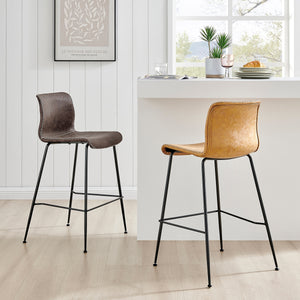 Jayden KD PU Low Back Counter Stool, Vintage Cedar
