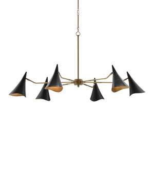 Library Chandelier In Oil Rubbed Bronze & Antique Brass