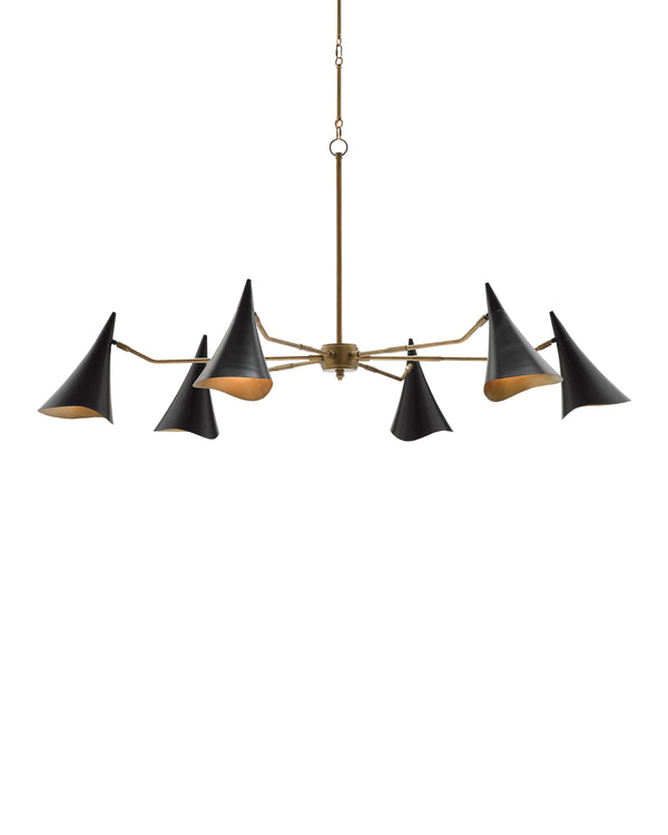 Library Chandelier In Oil Rubbed Bronze & Antique Brass