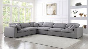 Carmen Cloud Modular Sectional In Grey Linen Fabric