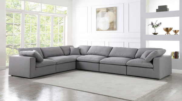 Carmen Cloud Modular Sectional In Grey Linen Fabric