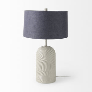 Quinn 19.0L x 19.0W x 24.6H Beige Base W/Navy Fabric Shade Table Lamp