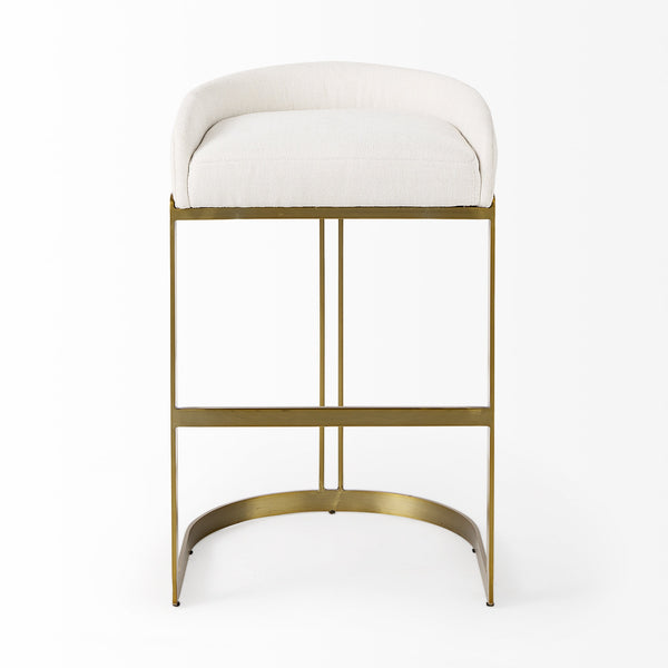 Hollyfield 20.5 x 19.7 x 32.7 Cream Fabric Seat W/ Gold Metal Base Bar Stool