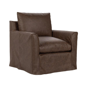 Cassiano Swivel Chair with Feather-Down Cushions - El Paso-Brown