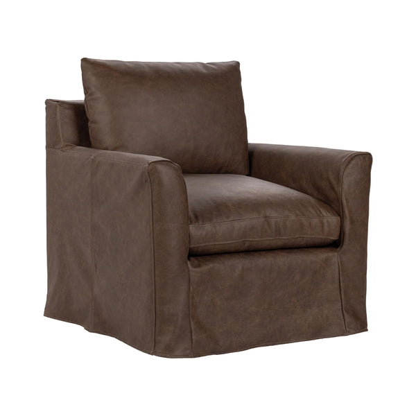 Cassiano Swivel Chair with Feather-Down Cushions - El Paso-Brown