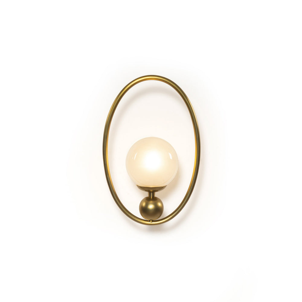 Elliot Sconce In Patina Brass And Frosted Glass And Clear Cord