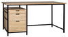 Nabucco Desk in Bleached Walnut with Matte Black Industrial Steel Legs