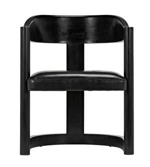 McCormick Teak Chair in Charcoal Black with Black Leather Upholstery