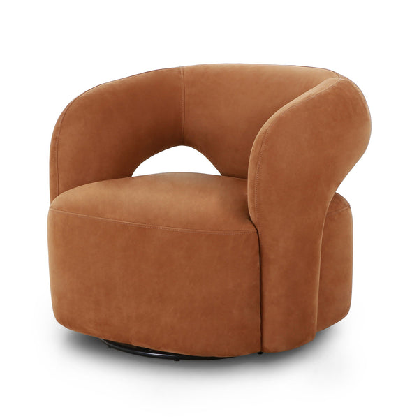Mazie Swivel Chair - Nubuck Cognac