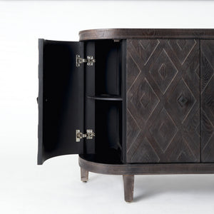 Lennon 47.2L x 15.0W x 33.1H Dark Brown Fir Veneer 4 Door Demilune Cabinet