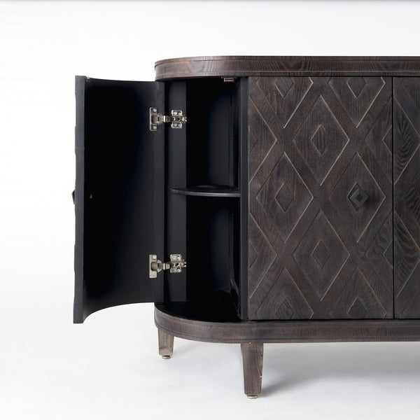 Lennon 47.2L x 15.0W x 33.1H Dark Brown Fir Veneer 4 Door Demilune Cabinet