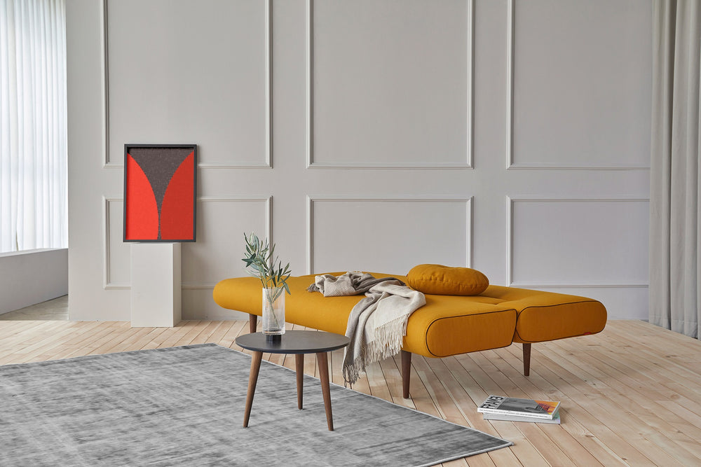 UNFURL SOFA BED in ELEGANCE BURNED CURRY FABRIC WITH Dark Wood LEGS 507