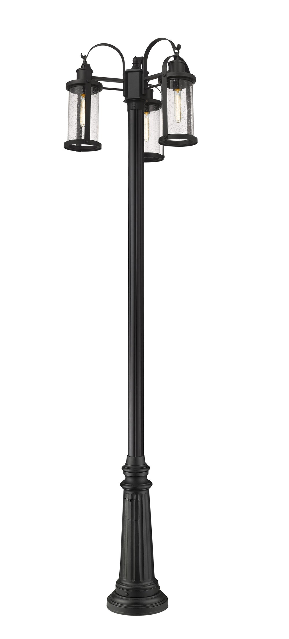 Roundhouse 3 Light Outdoor Post Mounted Fixture in Black Finish