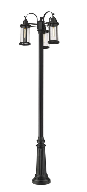 Roundhouse 3 Light Outdoor Post Mounted Fixture in Black Finish