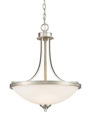 Bordeaux 3 Light Pendant in Brushed Nickel Finish