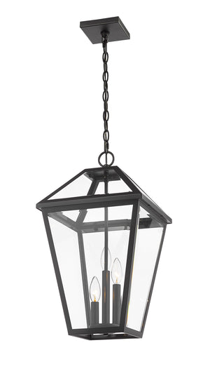 Talbot 3 Light Outdoor Chain Mount Ceiling Fixture in Black Finish