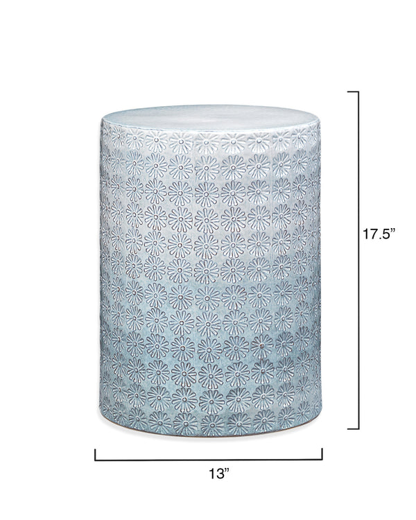Wildflower Indoor/Outdoor Ceramic Side Table, Blue