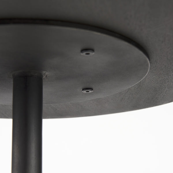 Maxwell 20" Round Dark Brown Wood w/ Black Metal Pedestal Side Table