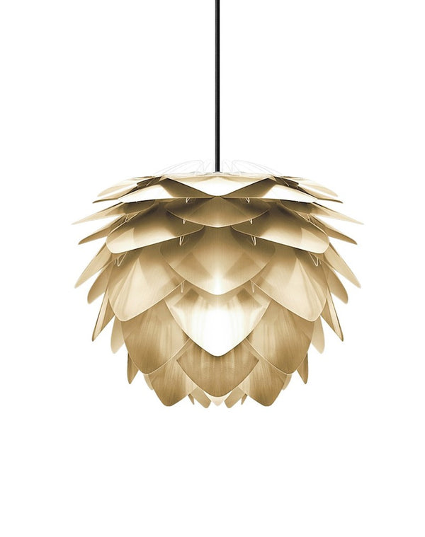 Silvia Hardwired Pendant in Brass Foil Finish with Black Cord