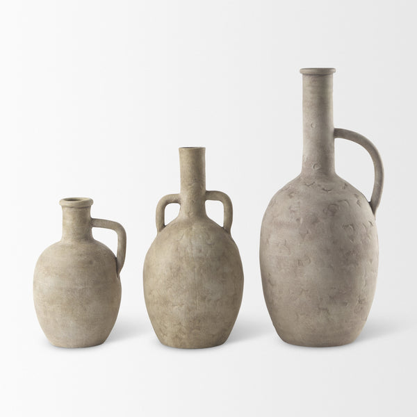 Zenni  5.3L x 5.3W x 9.3H Warm Beige Ceramic Vase