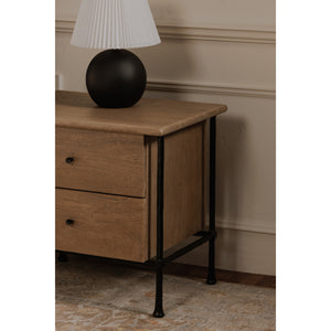 Rene Nightstand in Brown with Iron Legs