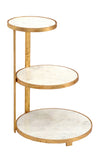 Iron 3Tier Round Table With White Marble Top