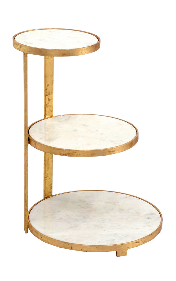Iron 3Tier Round Table With White Marble Top