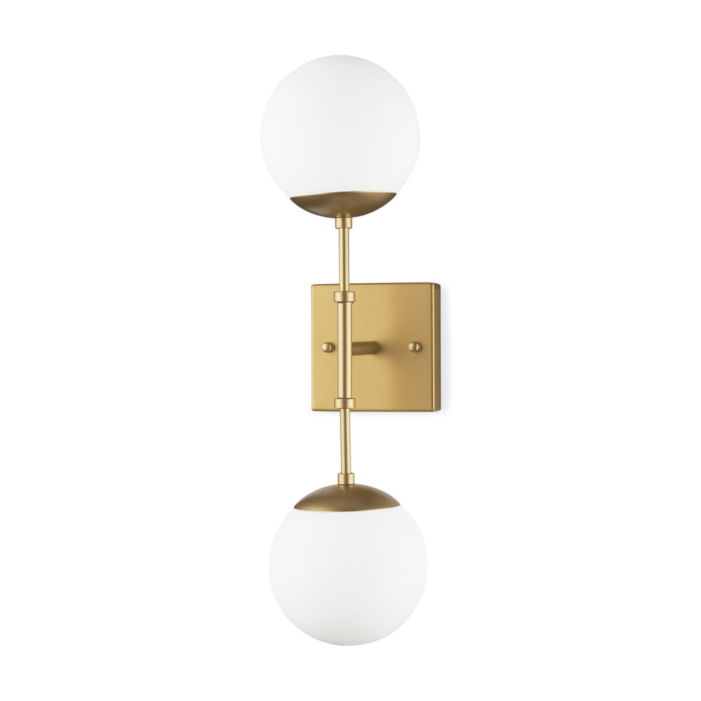 Edie Brushed Gold Metal w/ Frosted Glass Globes 2-Light Wall Sconce