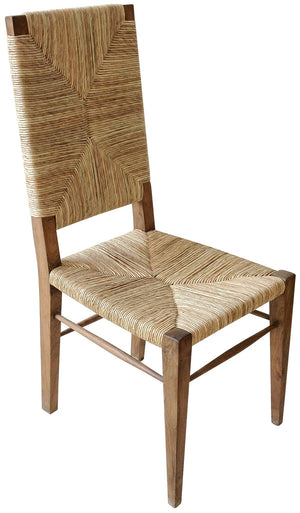 Neva Teak Chair with Rush Seagrass Seat in Clear Coat Flat Finish