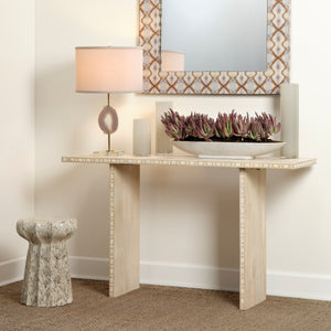 Agate Slice Table Lamp with Linen Shade