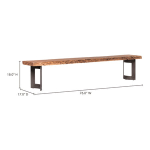 Moe's Bent Bench Extra Small in Natural Acacia