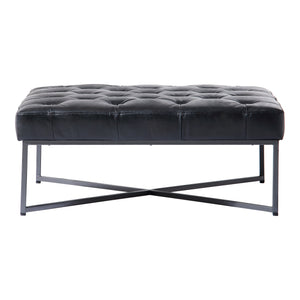 Moe's Thad Ottoman in Black Leather