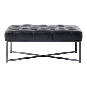 Moe's Thad Ottoman in Black Leather