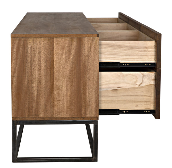 Casanova Sideboard in Dark Walnut with Industrial Steel Accents
