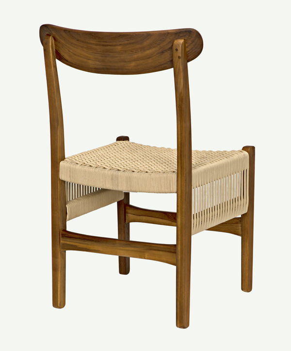 Shagira Teak Chair with Flat Clear Coat and Woven Rope Seat