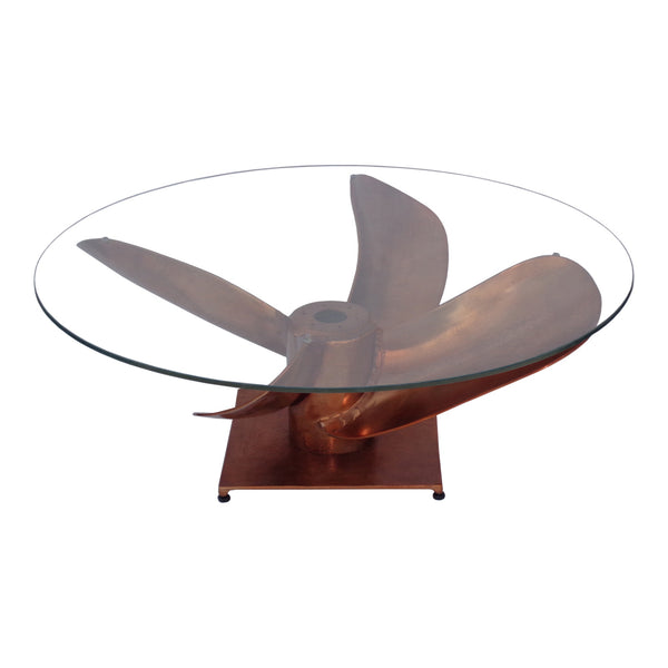 Archimedes Coffee Table Copper with Glass Top