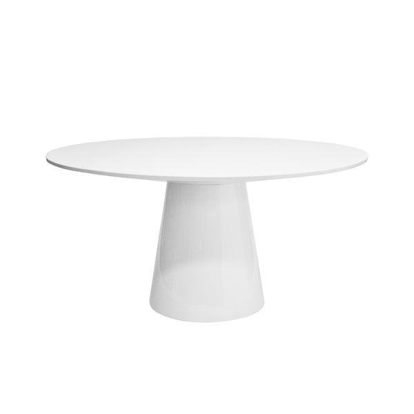 ROUND WHITE LACQUER DINING TABLE BASE AND TOP