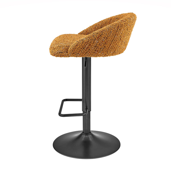 Jorrell KD Boucle Gaslift Swivel Bar Stool, Zenith Mustard